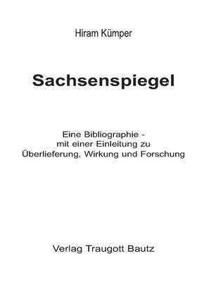 cover image of Sachsenspiegel